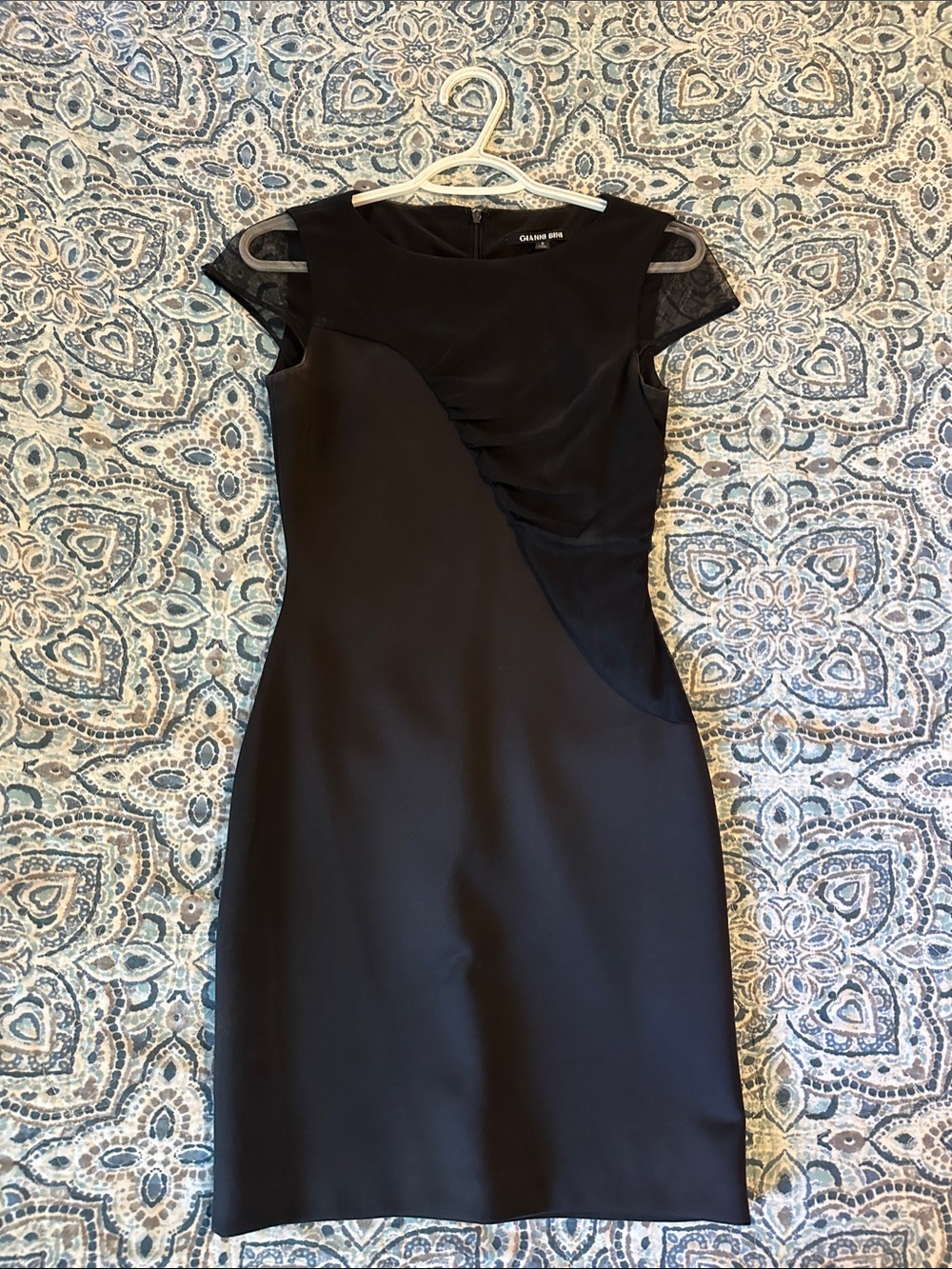 Gianni Bini Black Cocktail Dress with Lace Cap Sleeves